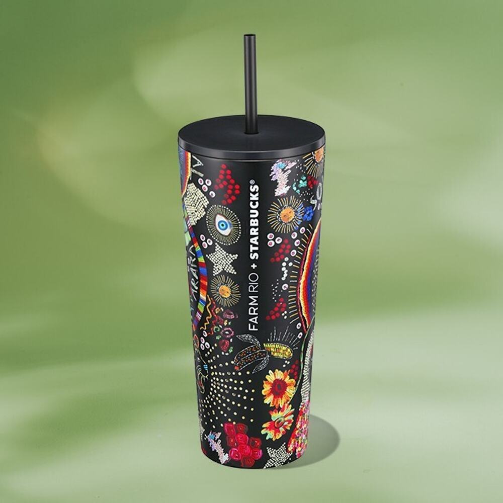 Starbucks FARM Rio limited-edition Borogodo 24 Oz Cold Cup Rainbow Tropical NEW - Picture 2 of 3